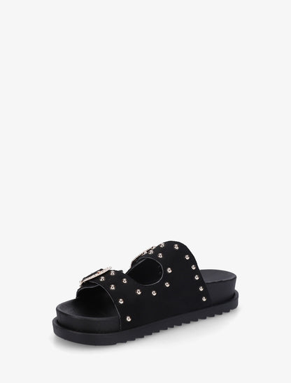 Claquettes cloutées en suédine - Noir - 3