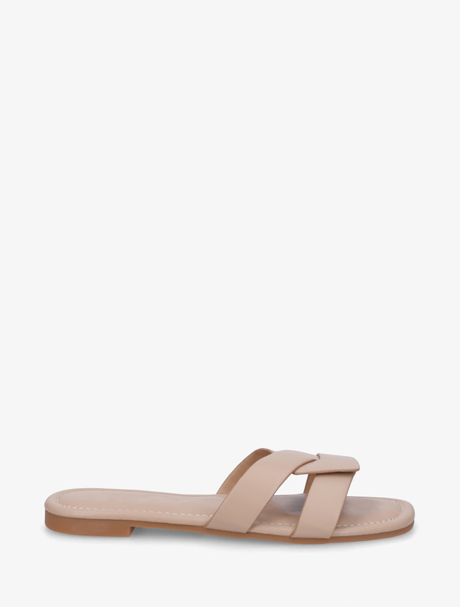 Claquettes en simili à brides entrecroisées - Taupe - 1