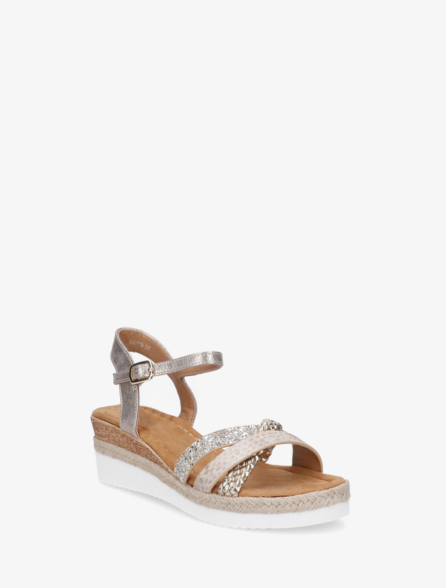 Sandales compensées à brides dépareillées - Or - 2