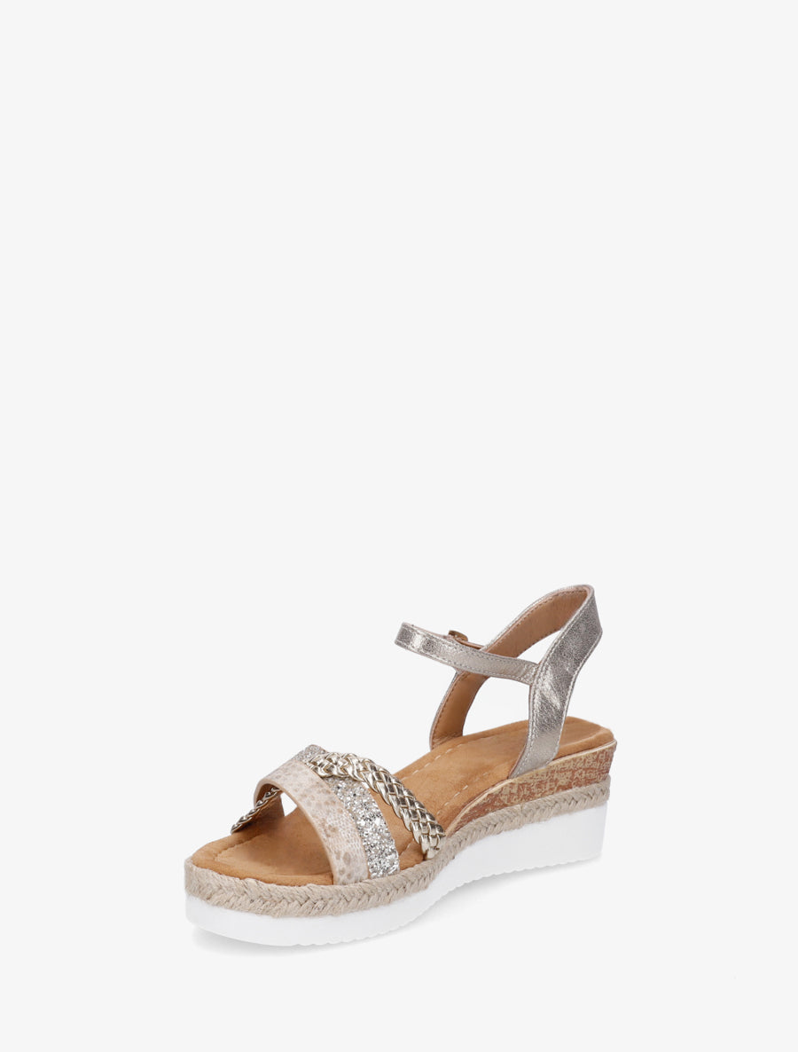 Sandales compensées à brides dépareillées - Or - 3