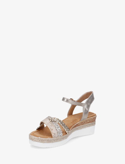 Sandales compensées à brides dépareillées - Or - 3