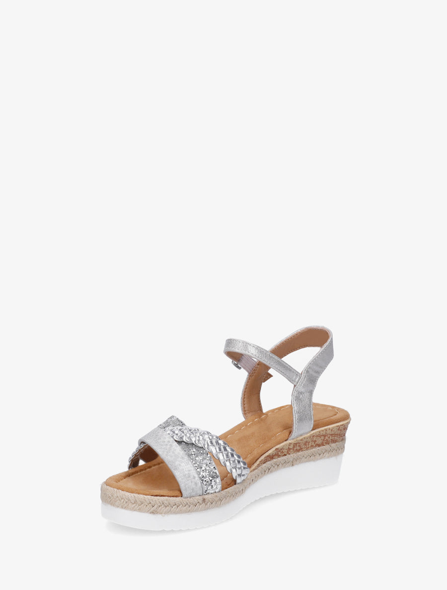 Sandales compensées à brides dépareillées - Argent - 3