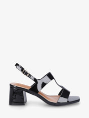 Sandales mi-hautes en simili vernis - Noir - 1