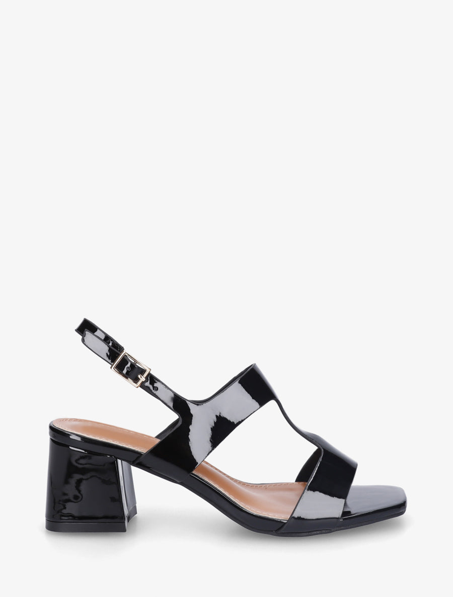 Sandales mi-hautes en simili vernis - Noir - 1