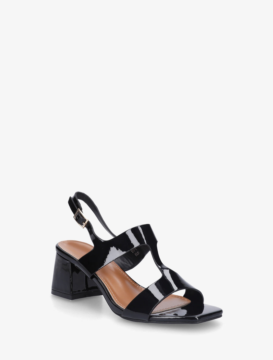 Sandales mi-hautes en simili vernis - Noir - 2