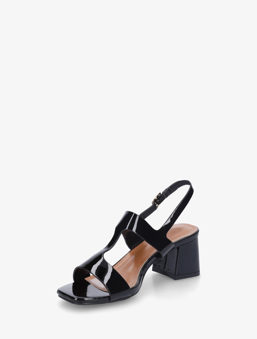 Sandales mi-hautes en simili vernis - Noir - 3