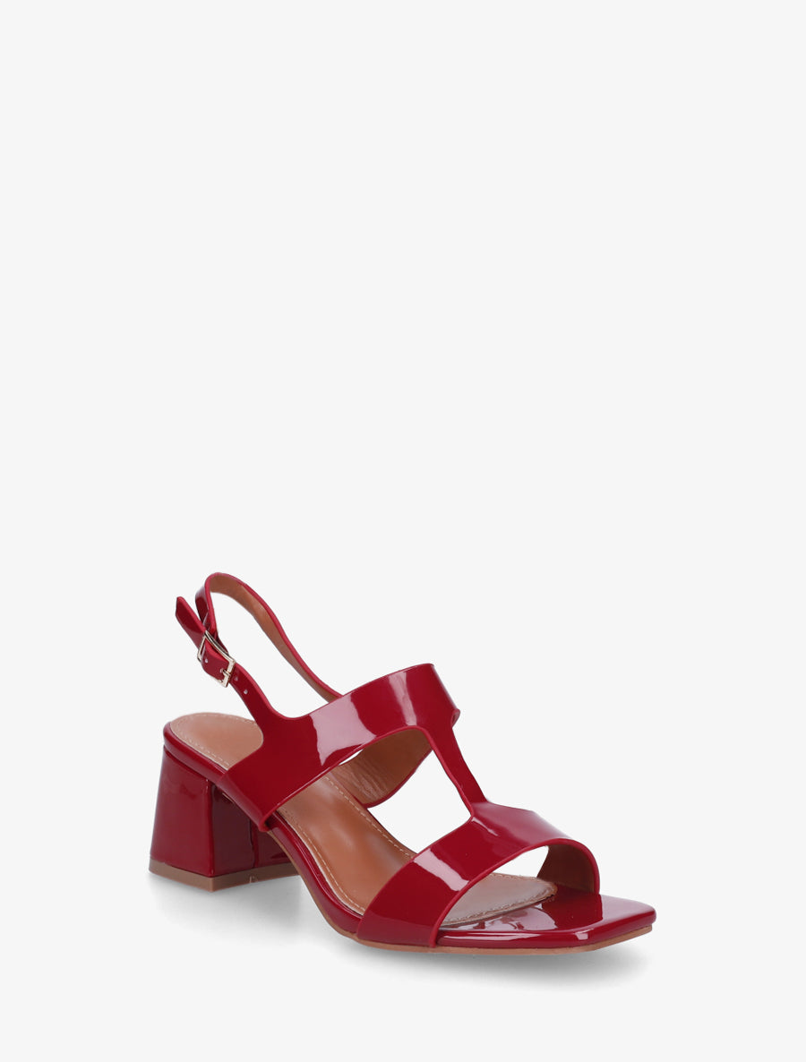 Sandales mi-hautes en simili vernis - Rouge - 2