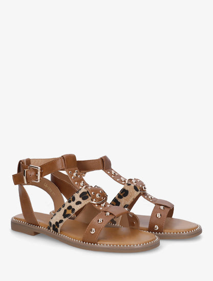 Nu-pieds cloutés en simili - Camel - 4