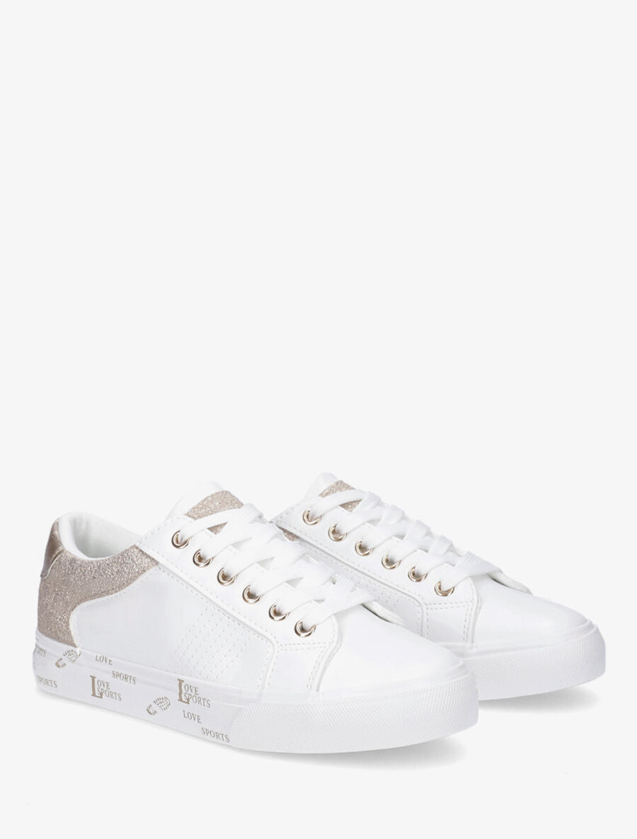 Sneakers en simili à flocage - Or - 4