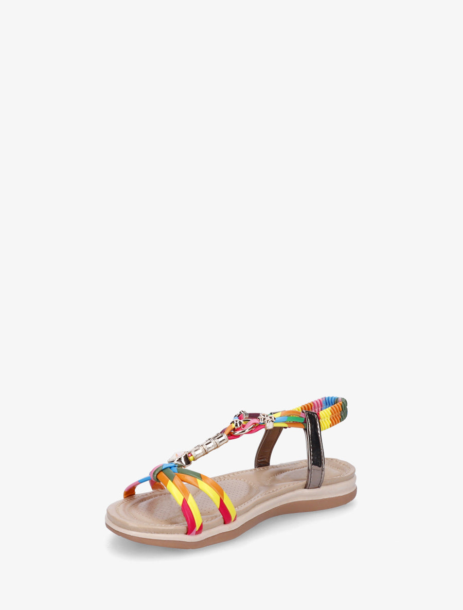 Sandales à bijoux et cheville élastiquée - Rose - 3