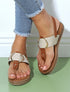 Nu-pieds en simili à anneau - Beige - 1