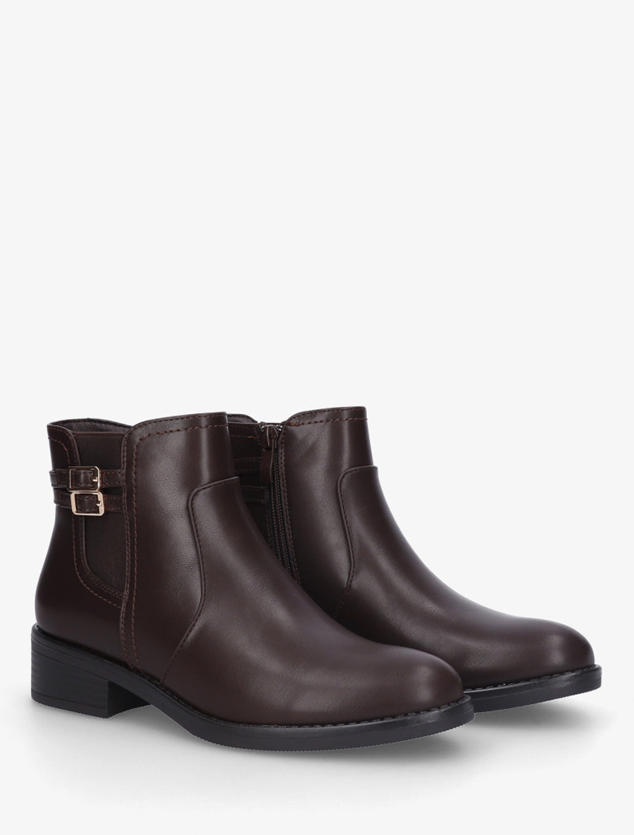 Bottines élastiquées à double sangles - Marron - 4