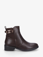 Bottines élastiquées en simili - Marron - 1