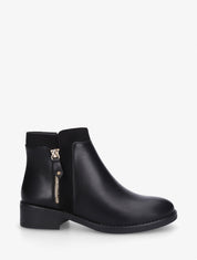 Bottines bi-matière à zip décoratif - Noir - 1