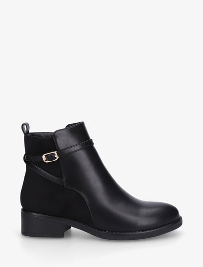 Bottines bi-matière en simili - Noir - 1