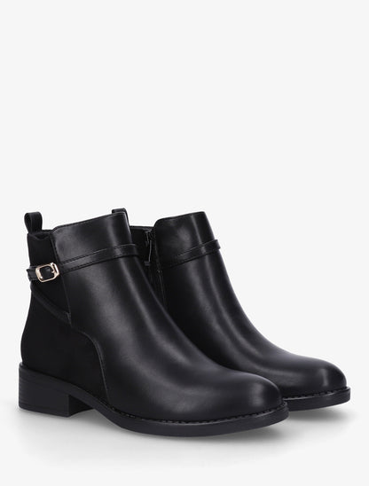 Bottines bi-matière en simili - Noir - 4