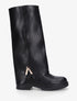 Bottes à revers en simili - Noir - 1