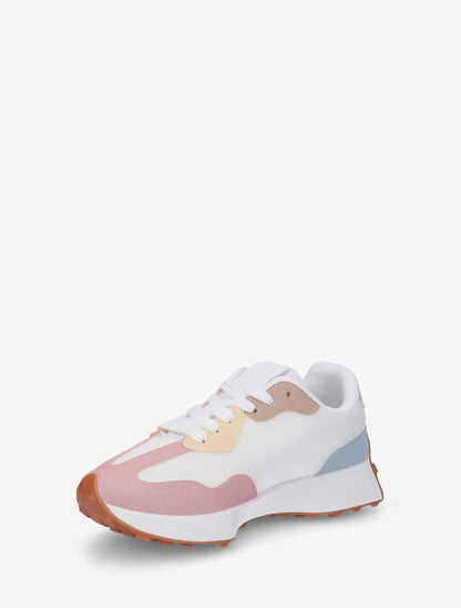 Baskets à empiècement en toile et effet nubuck - Rose - 3