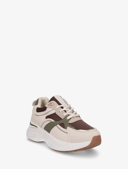 Baskets à empiècement métallique au talon - Beige - 2