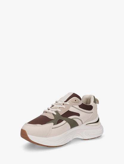 Baskets à empiècement métallique au talon - Beige - 3