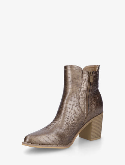 Bottines croco à boucle et bouts pointus - Bronze - 3