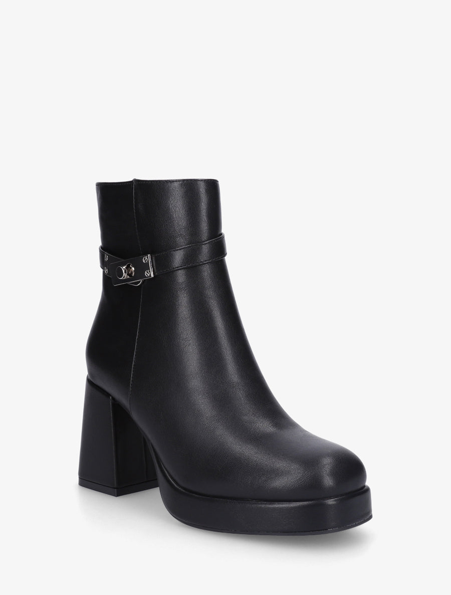 Bottines à plateforme et sangle - Noir - 2