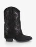 Bottes cloutées style santiag en suédine - Noir - 1