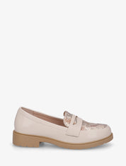 Mocassins imprimé python en simili - Beige - 1
