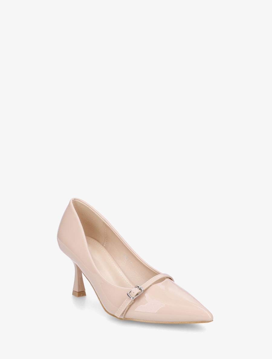 Escarpins vernis en simili - Nude - 2