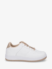 Baskets basiques en simili - Blanc/beige - 1