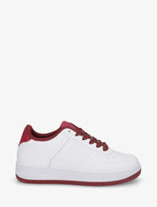 Baskets basiques en simili - Blanc/bordeaux - 1