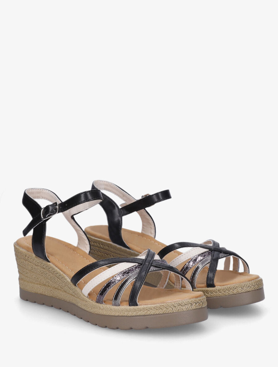 Sandales compensées brides croisées - Noir - 4