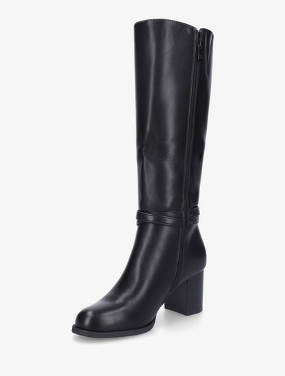 Bottes classqiues à talon en simili - Noir - 3