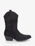 Bottines style santiags en suédine - Noir - 1