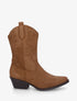 Bottines style santiags en suédine - Camel - 1