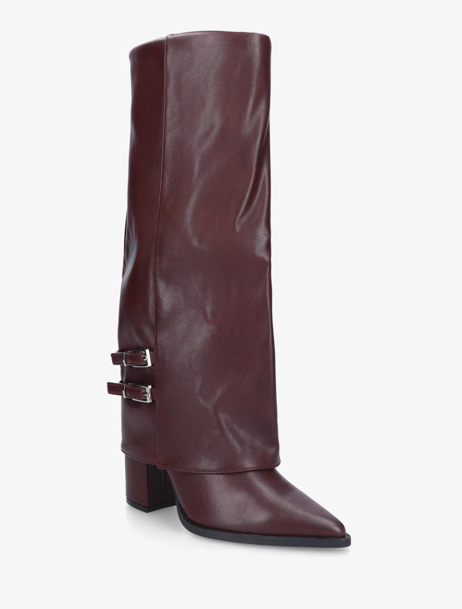 Bottes à revers et double sangles - Lie de vin - 2