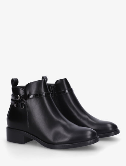 Bottines en simili à lannière imprimé croco - Noir - 4