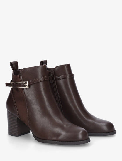 Bottines bi-matière à talon - Marron - 4