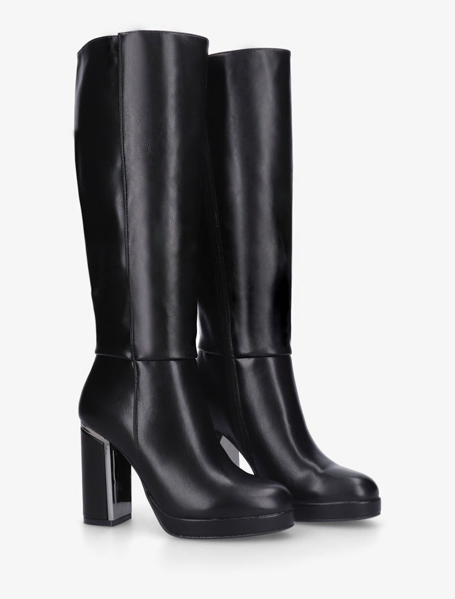 Bottes simili à talon métallique - Noir - 4