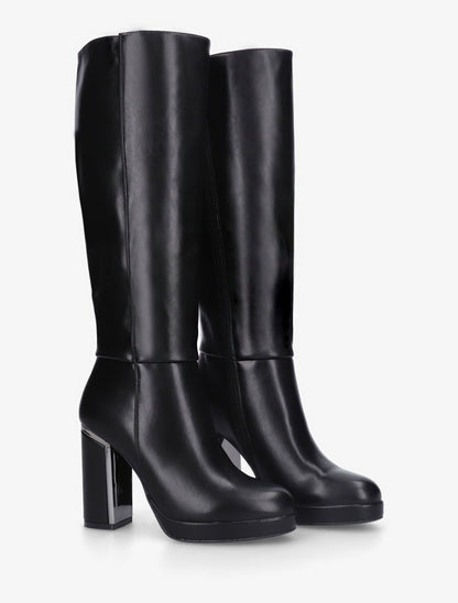 Bottes simili à talon métallique - Noir - 4