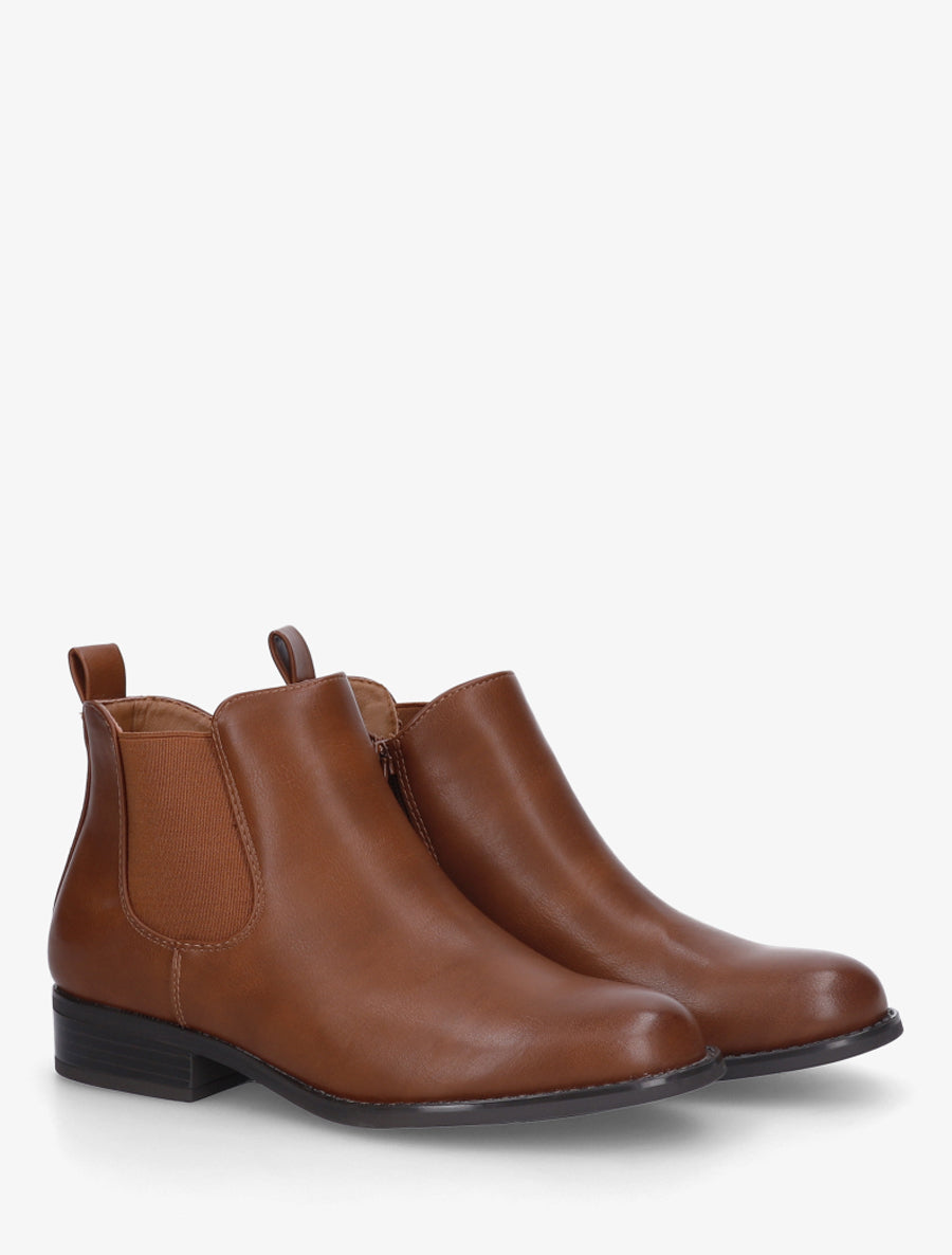 Bottines basiques en simili - Camel - 4