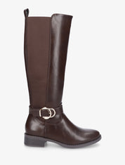 Bottes style cavalière à boucle fantaisie - Marron - 1