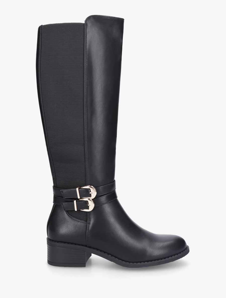 Bottes style cavalière à doucle boucle - Noir - 1
