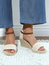 Sandales compensées à semelle en raphia - Beige - 1