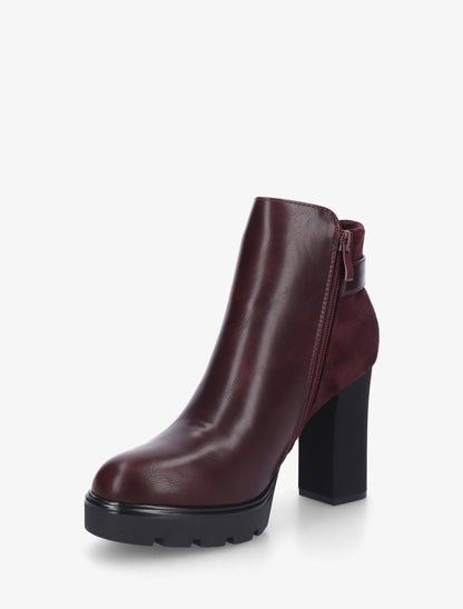 Bottines bi-matière à zip - Prune - 3