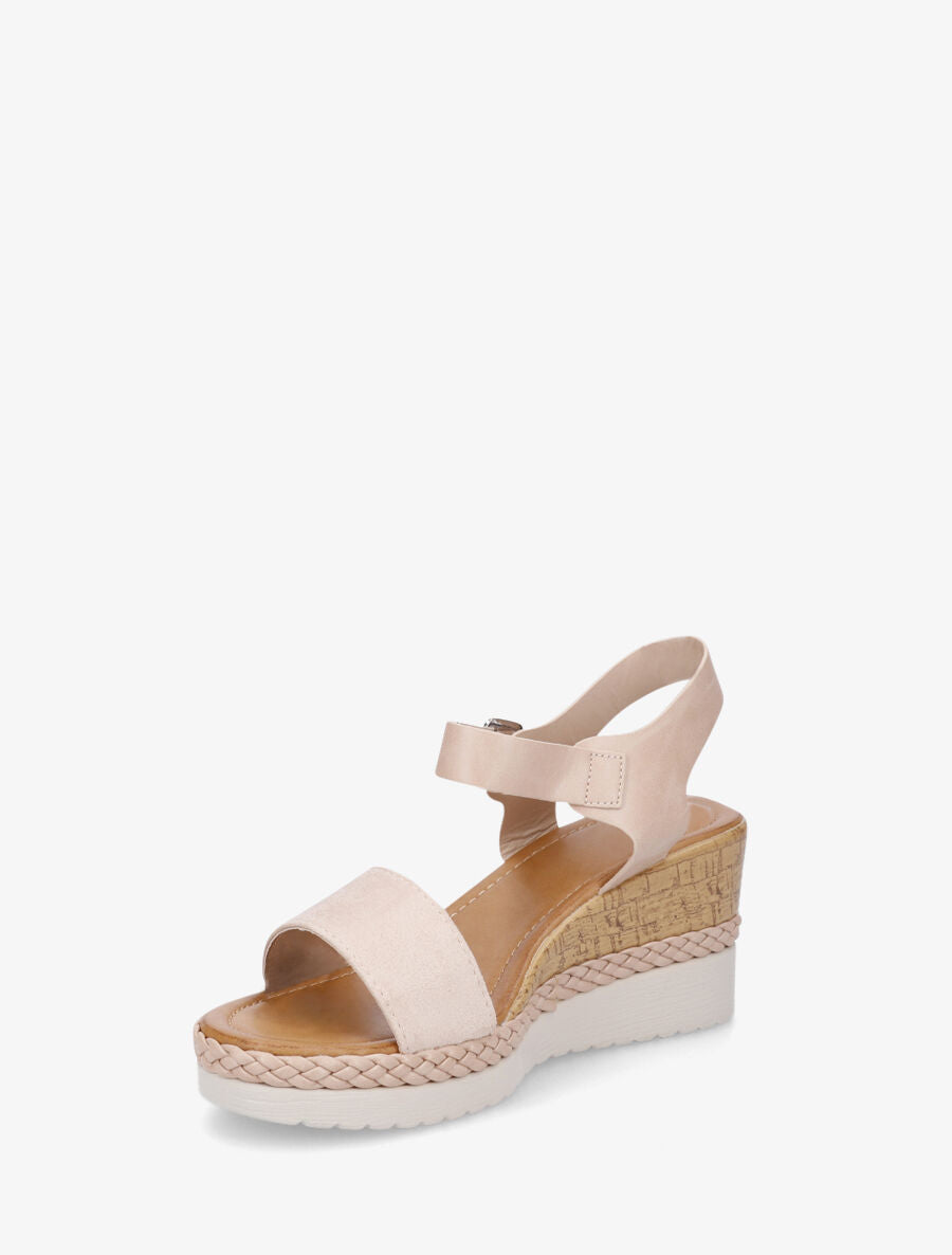 Sandales compensées bi-matière - Beige - 3