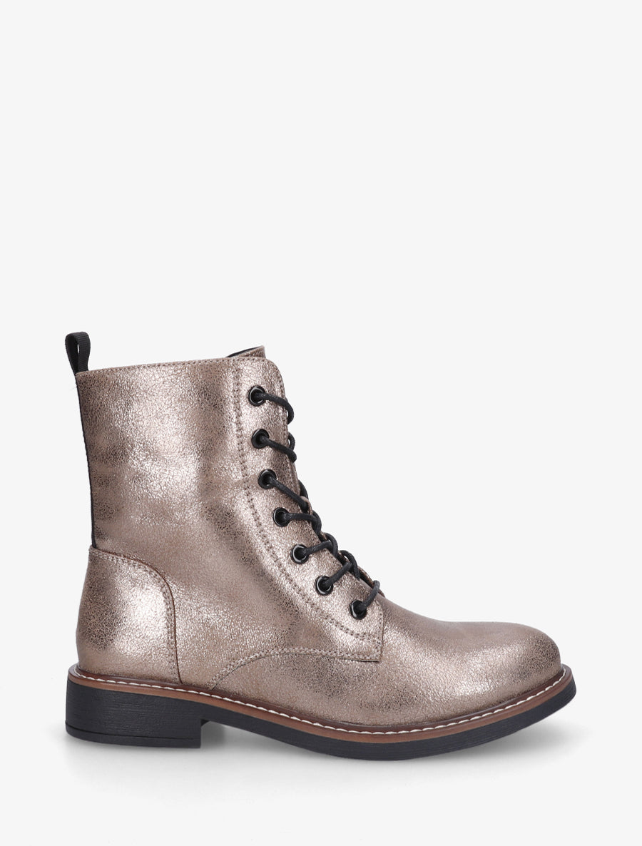 Bottines montantes à lacets - Bronze - 1