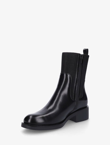 Bottines en simili et tissu côtelé - Noir - 3