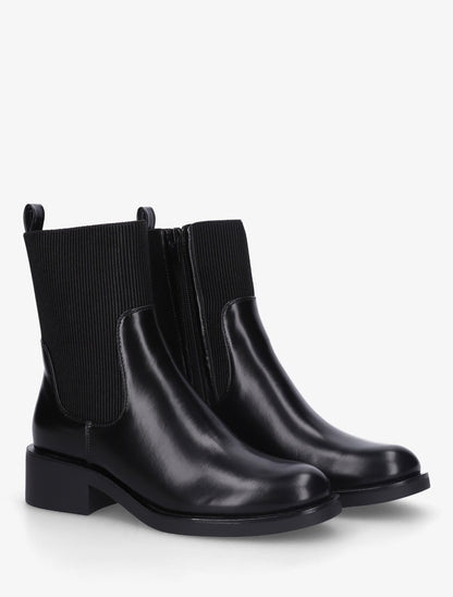 Bottines en simili et tissu côtelé - Noir - 4