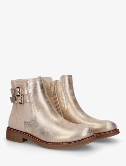 Bottines bimatière à boucles - Or - 4